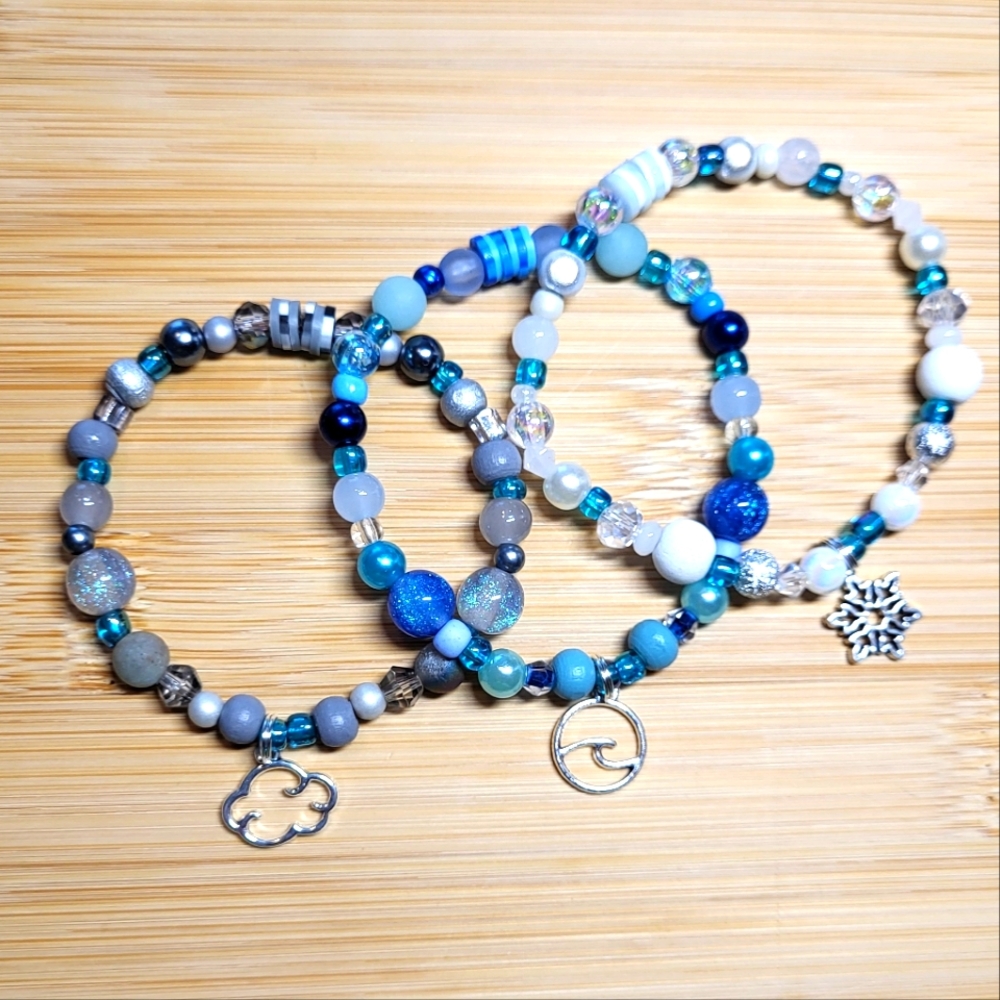Caribbean Blue Water Set Of Three Bracelets